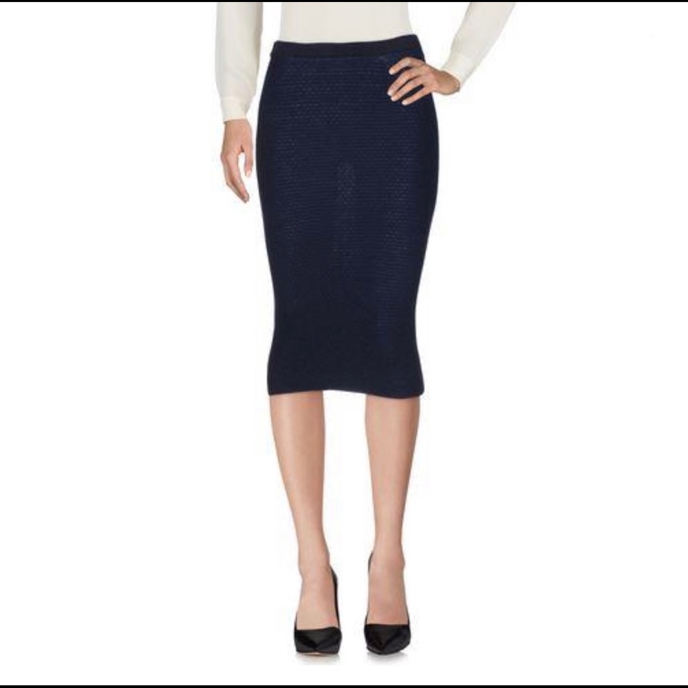 PINKO jersey dark blue jacquard skirt